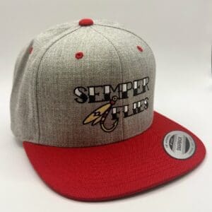 Gray and red snapback cap with 'Slammed' embroidery and a graphic design.