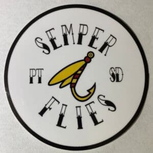Logo of Semper Flies with a fishing hook illustration.